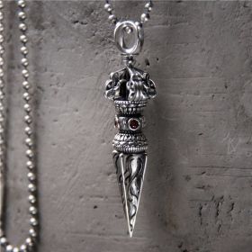 S925 Sterling Silver Magic Weapon Vajra Pestle Pendant Retro Man Personality