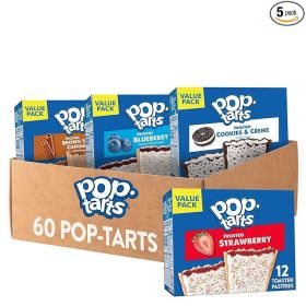 Toaster Pastries Variety Pack 60 Count  Breakfast Foods & Kids Snacks, Assorted Flavors