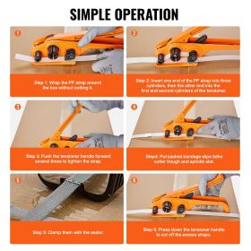 PP Banding Strapping Kit with Strapping Tensioner Tool, Banding Sealer Tool, 328 ft Length, 100 Metal Seals, Pallet Packaging Strapping Banding K