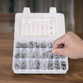 1110 Pcs Bolts Nuts Assortment Kit Imperial Stainless Steel For Furniture (Option: Silver)
