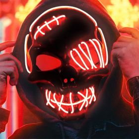 LED Light-Up Scary Halloween Mask for Festival Parties and Costume Cosplay (Color: Red)