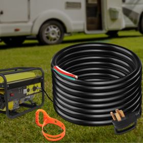 30Ft 50Amp Generator Extension Cord 6 Gauge STW 6/3+8/1 Generator Cord Generator Power Cord N14-50P To Bare Wire Cut Wire Cord Extension Power Co (Option: Black)